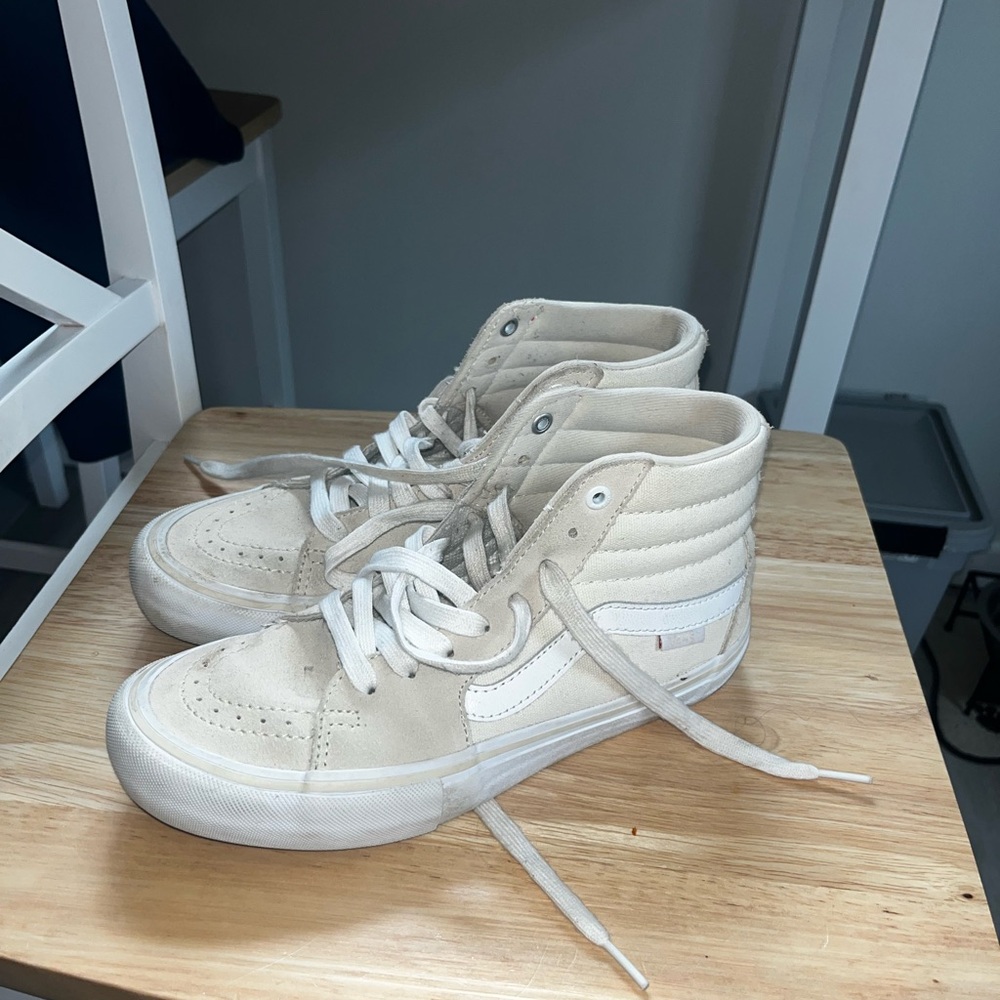 Vans High-Top Sneakers in Cream and White